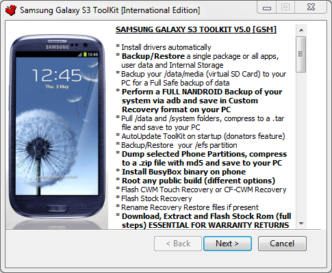 Instalación de Samsung Galaxy S3 ToolKit V5