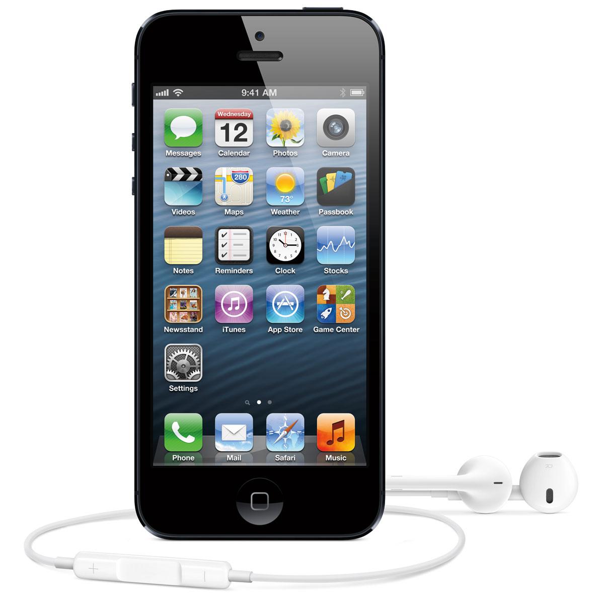iPhone 5 en color negro con auriculares