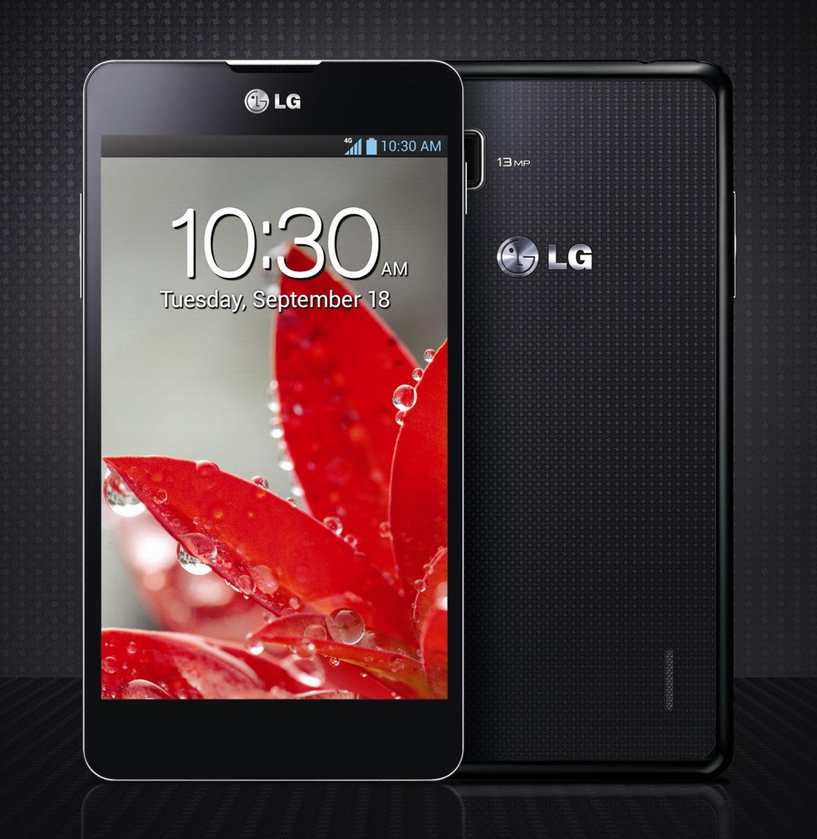 LG Optimus G negro vista frontal y trasera