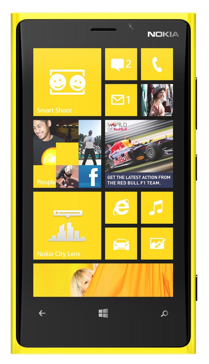 Nokia Lumia 920 vista frontal en color amarillo