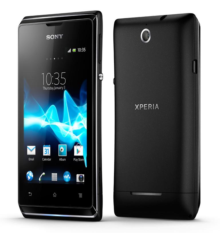 Sony Xperia E vista frontal y trasera en color negro