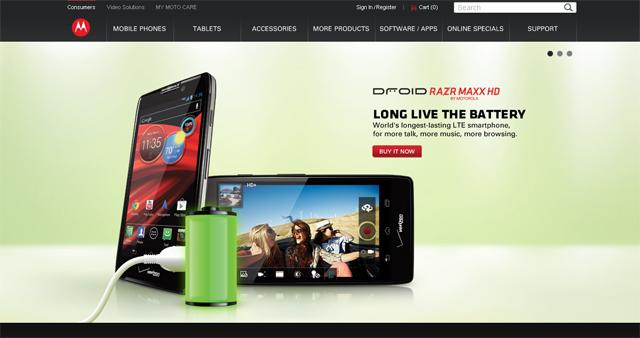 Captura de web de Motorola Mobility