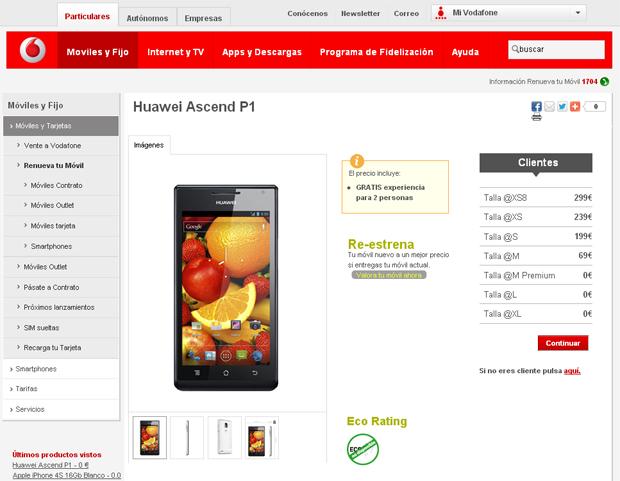 Huawei Ascend P1 con Vodafone