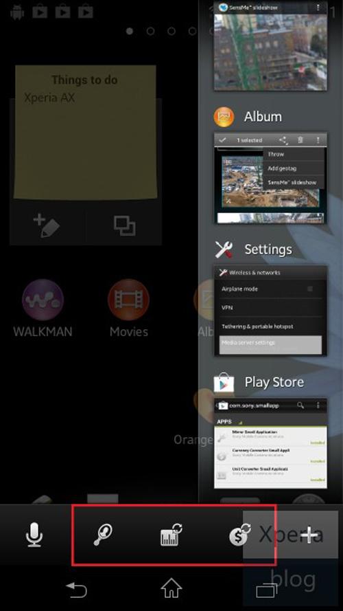 Actualización Sony Xperia T, Small Apps detalle