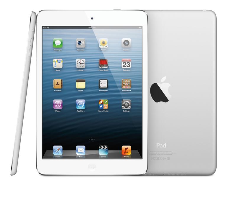 iPad Mini blanco, vista frontal, trasera y lateral