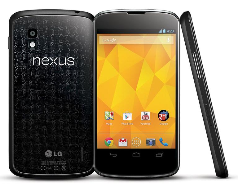 Nexus 4 vista frontal, trasera y lateral