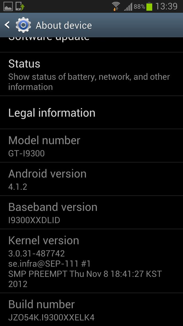 ROM de Android 4.1.2 en Samsung Galaxy S3