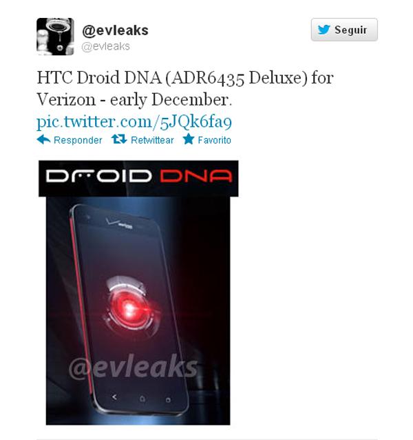 Filtraciones a través de Twitter del HTC Droid DNA