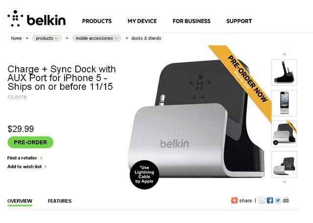 Nueva base de Belkin para iPhone 5