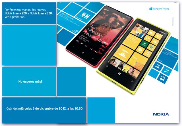 Convocatoria prensa para el Nokia Lumia 920