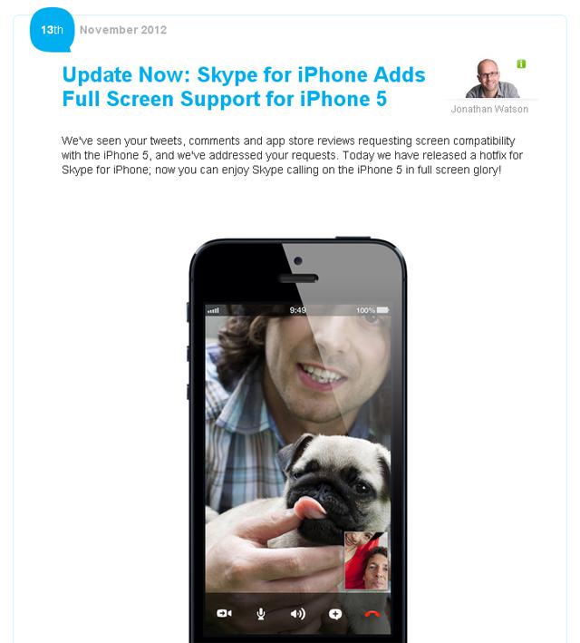 Skype se actualiza para el iPhone 5