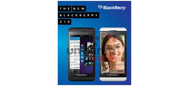 BlackBerry Z10 con BB10 en material de marketing