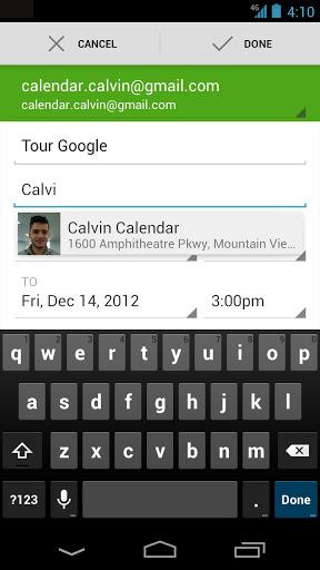 Interfaz de Google Calendar
