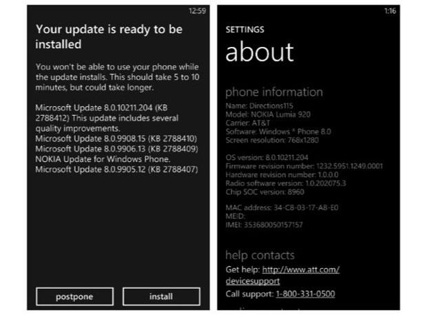 Actualización Nokia Lumia 920 para AT&T