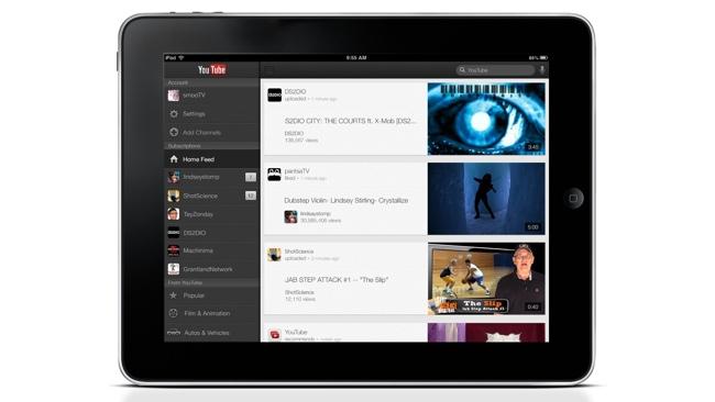 Aplicación YouTube en iPad