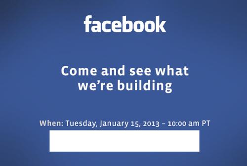 Convocatoria de prensa de Facebook para el 15 de enero