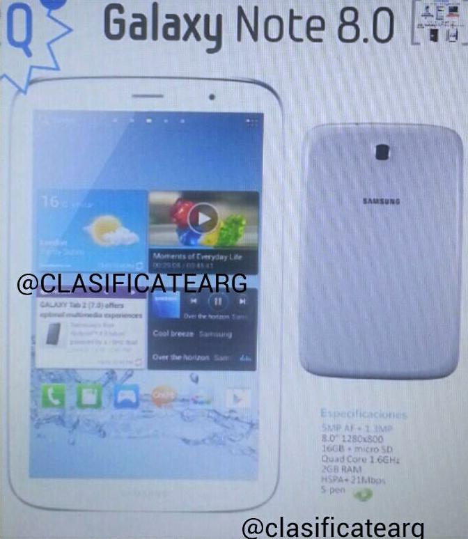 Imagen filtrada del Samsung Galaxy Note 8.0