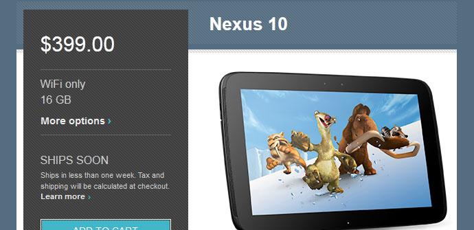 Nexus 10 en Google Play
