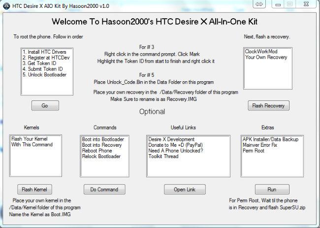 Toolkit para dispositivos HTC Desire S, Desire V y Explorer