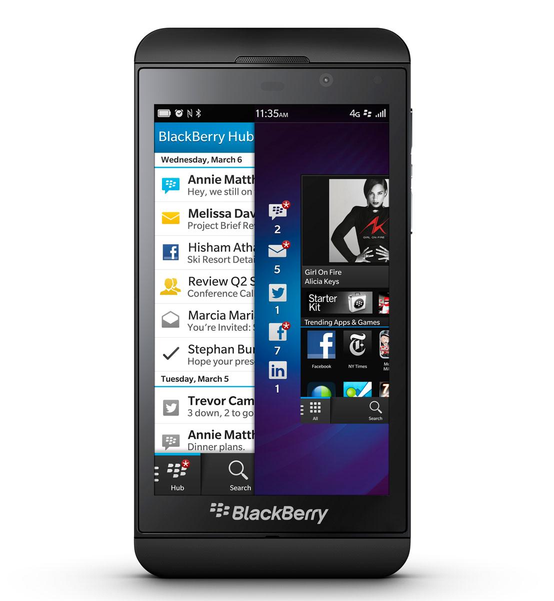 BlackBerry Z10 negro vista frontal