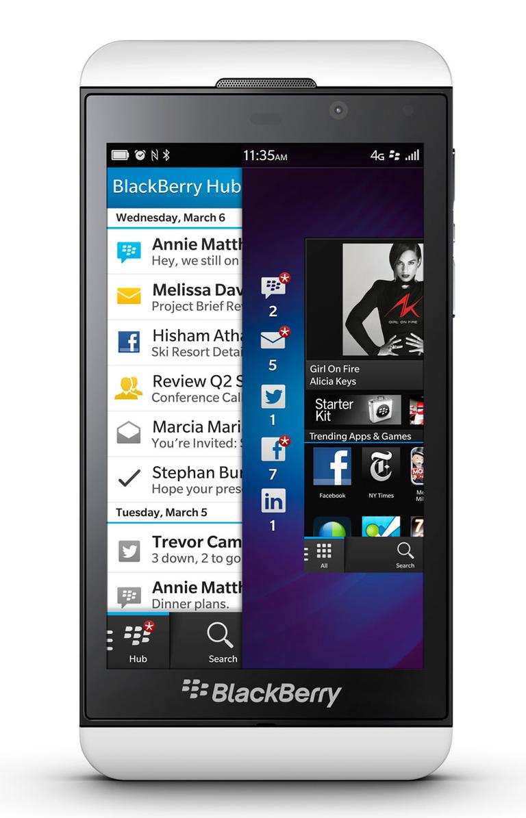 BlackBerry Z10 blanco vista frontal