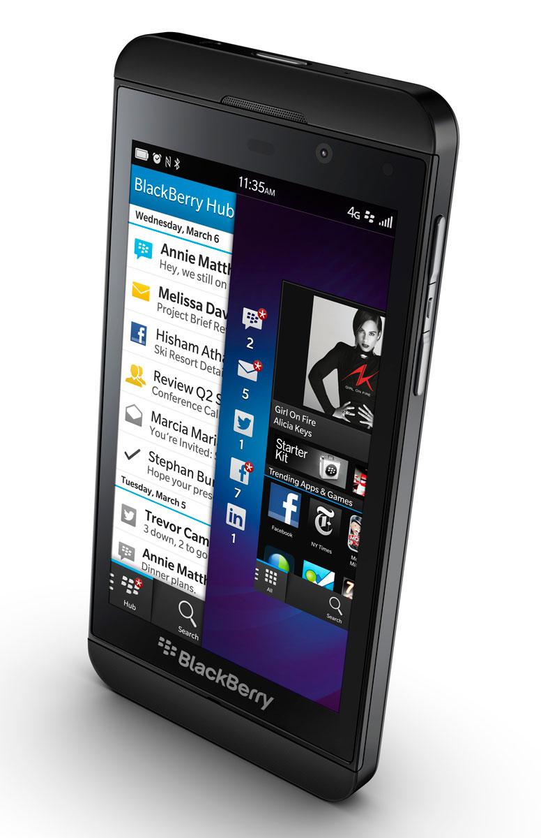 BlackBerry Z10 negro vista superior