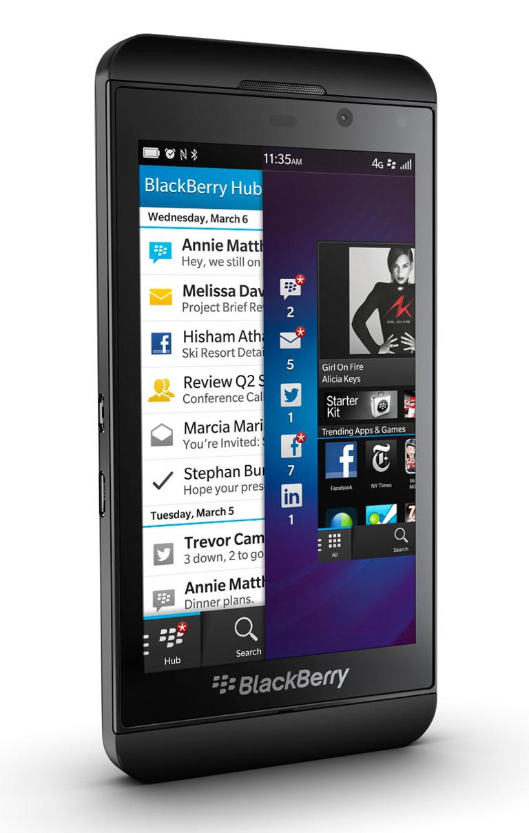 BlBlackBerry Z10 negro vista lateral
