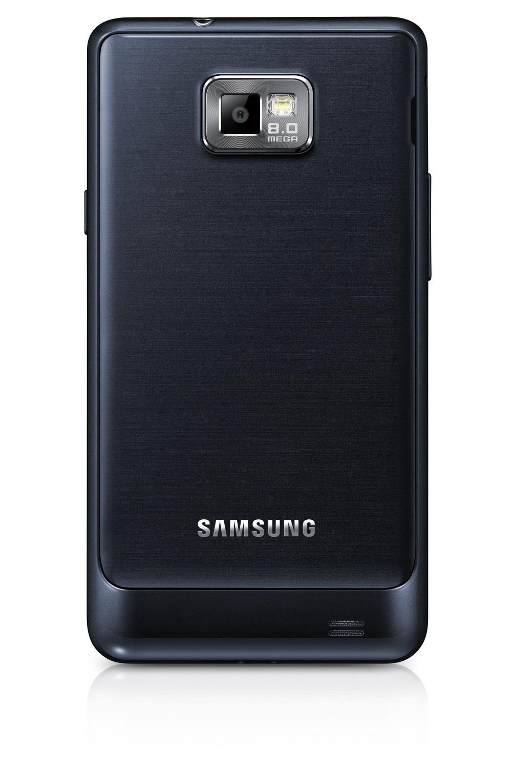 Samsung Galaxy S2 Plus de color negro, vista trasera