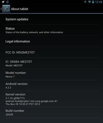 Android 4.2.2 en la Nexus 7