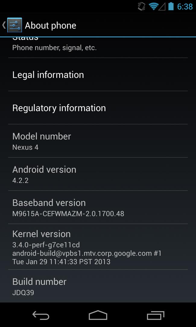 Actualización del Nexus 4 a Android 4.2.2 Jelly Bean