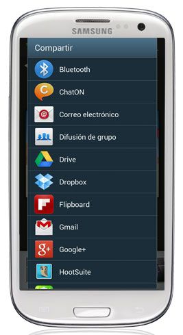 Todas las opciones de compartir de Snapseed