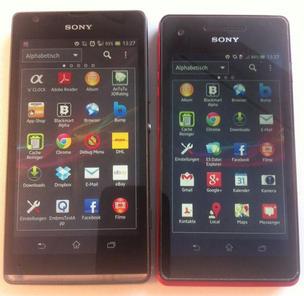 El Sony Xperia SP comparado con el Xperia V, vista menú