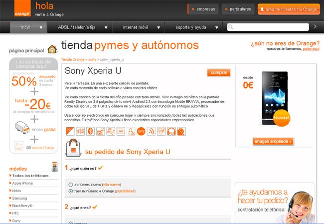 Sony Xperia U para autónomos con Orange