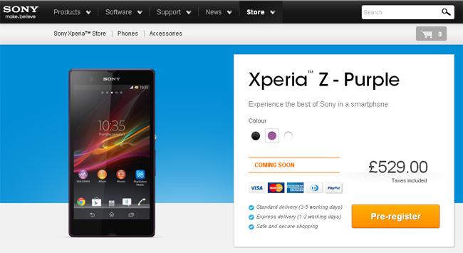 Sony Xperia Z en la tienda de Sony Mobile en UK