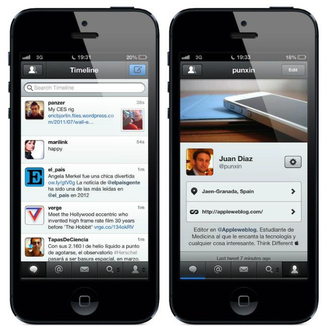 Twitter en un iPhone