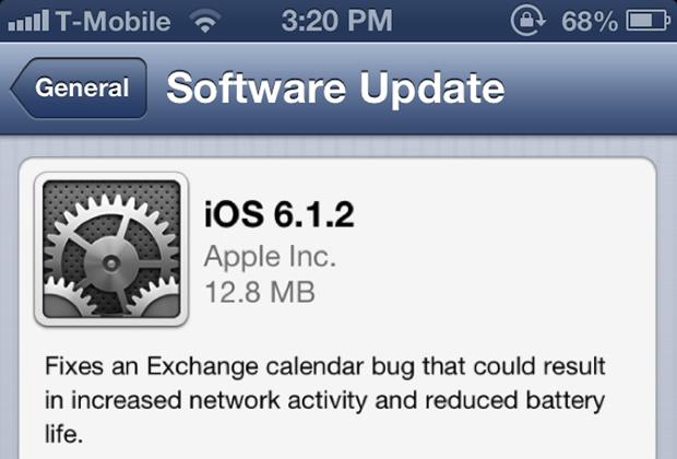 Actualización de Apple a iOS 6.1.2