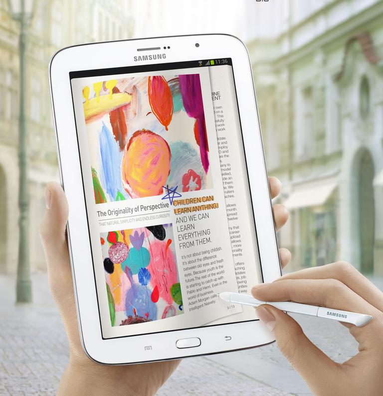 Samsung Galaxy Note 8 blanco con dibujos en pantalla