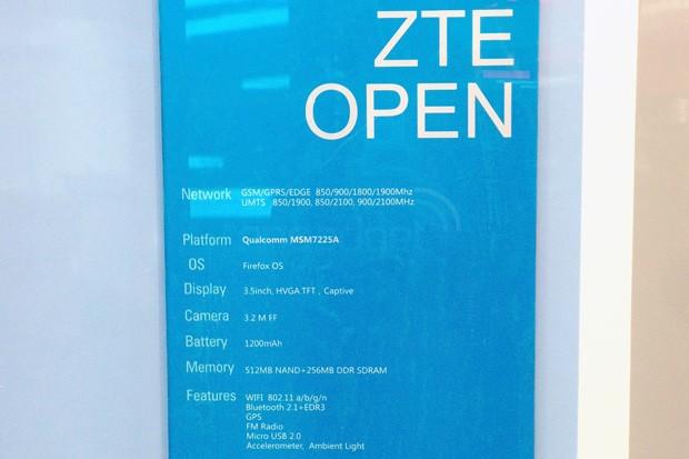 Cartel con inforamción del ZTE Open