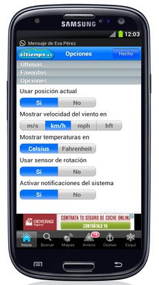 Opciones en eltiempo.es