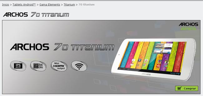 Tableta Archos 70 Titanium