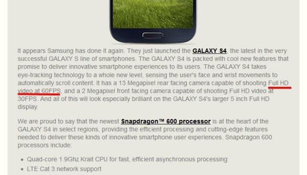 Información Samsung Galaxy S4