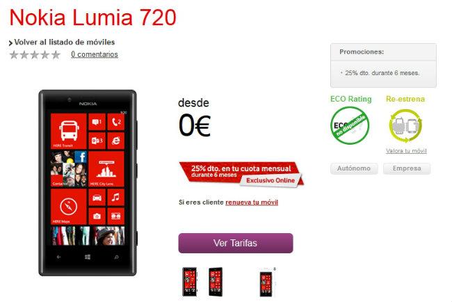 Nokia Lumia 720 con Vodafone