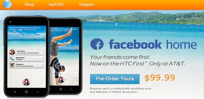 Opciones de compra del HTC First con AT&T