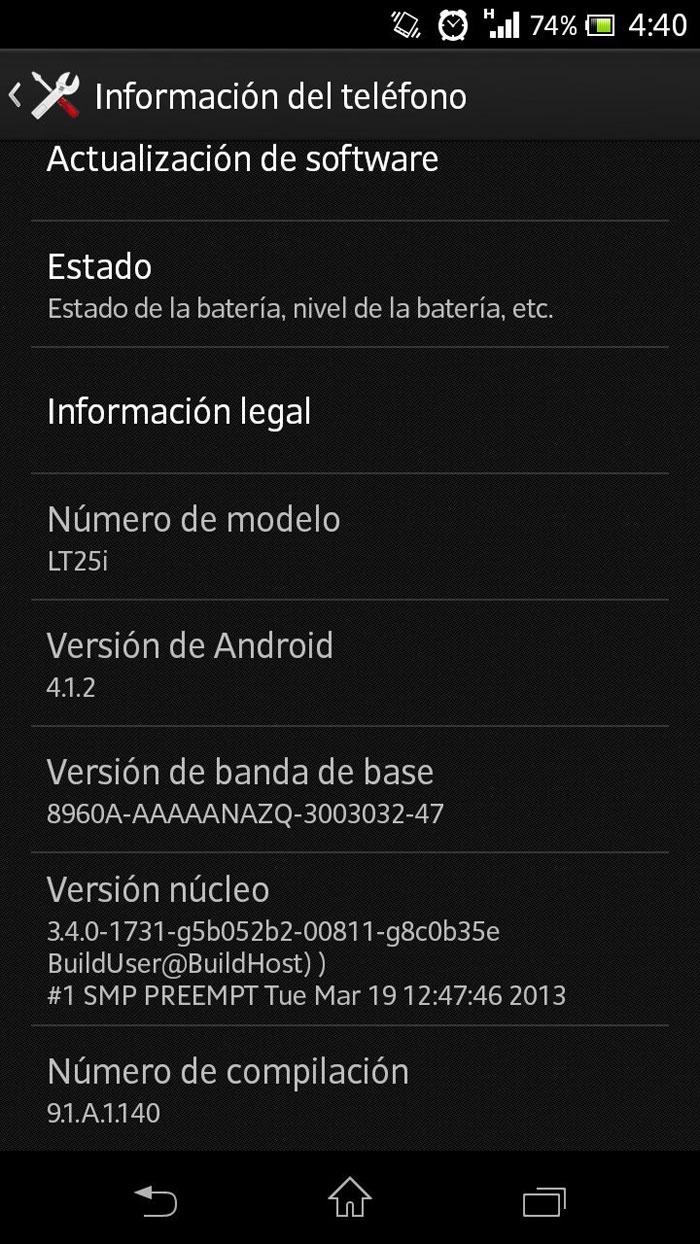 Sony Xperia V nueva actualización en español