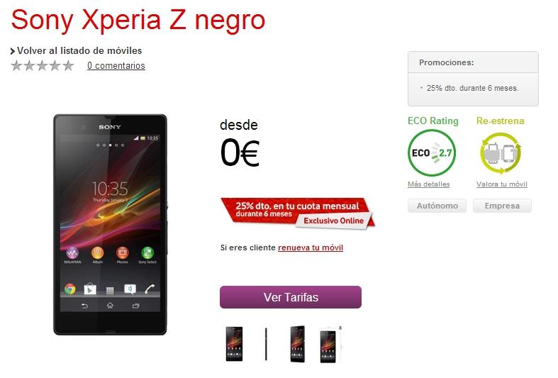 Sony Xperia Z con Vodafone