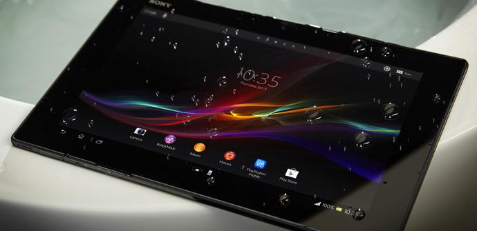 Sony Xperia Tablet Z con agua