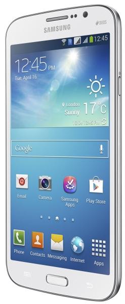 Samsung Galaxy Mega 5.8 blanco vista frontal lateral