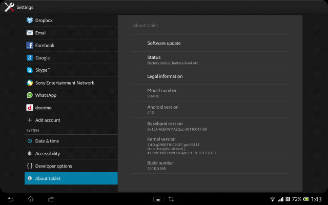 Imagen actualización Sony Xperia Tablet Z