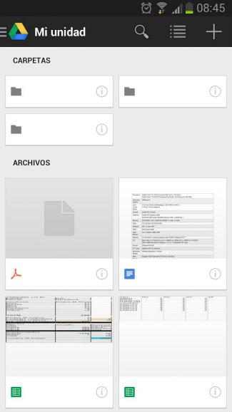 Interfaz Google Drive