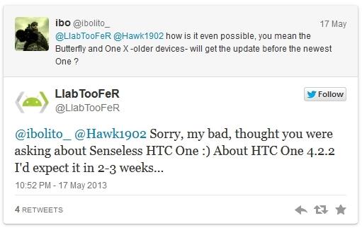 Mensaje Twitter HTC One